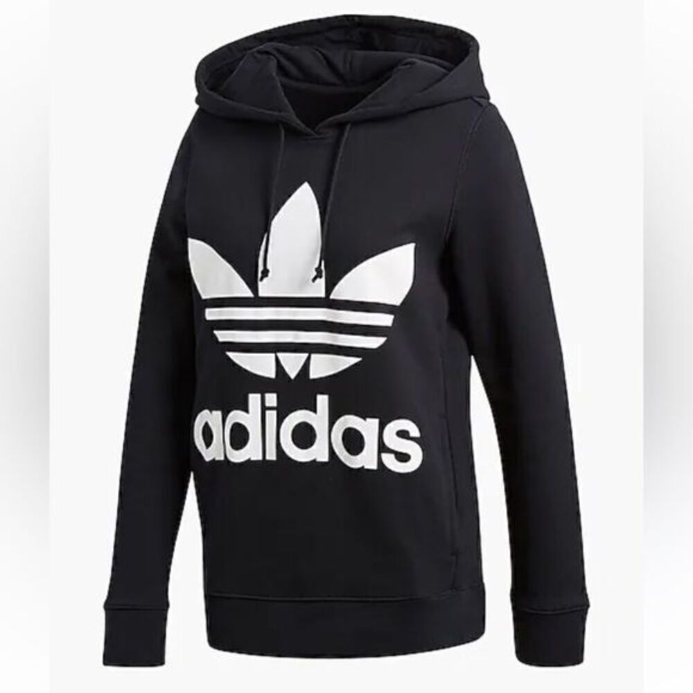 Adidas Sweatshirt Black Trefoil Hoodie size small